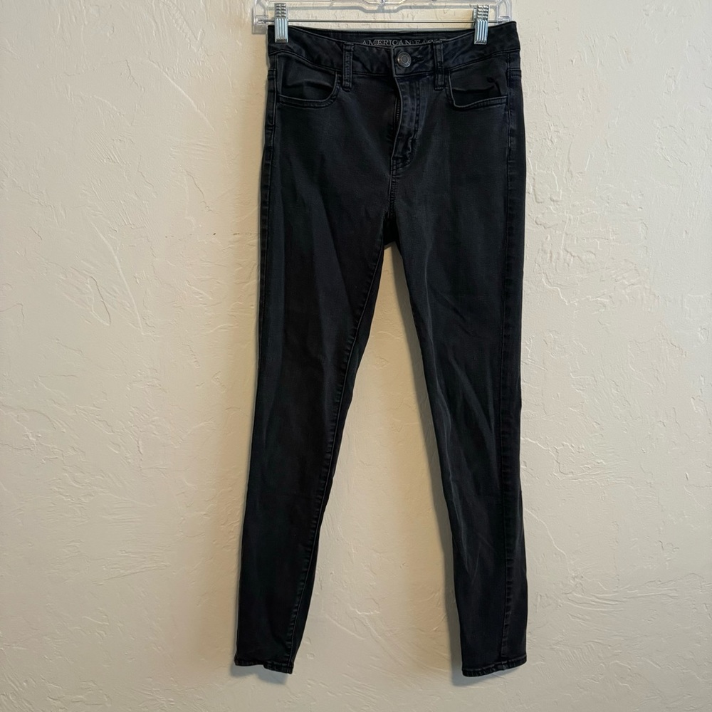 Women's American Eagle Black Jeans Super Super Stretch High Rise Jegging Size 4